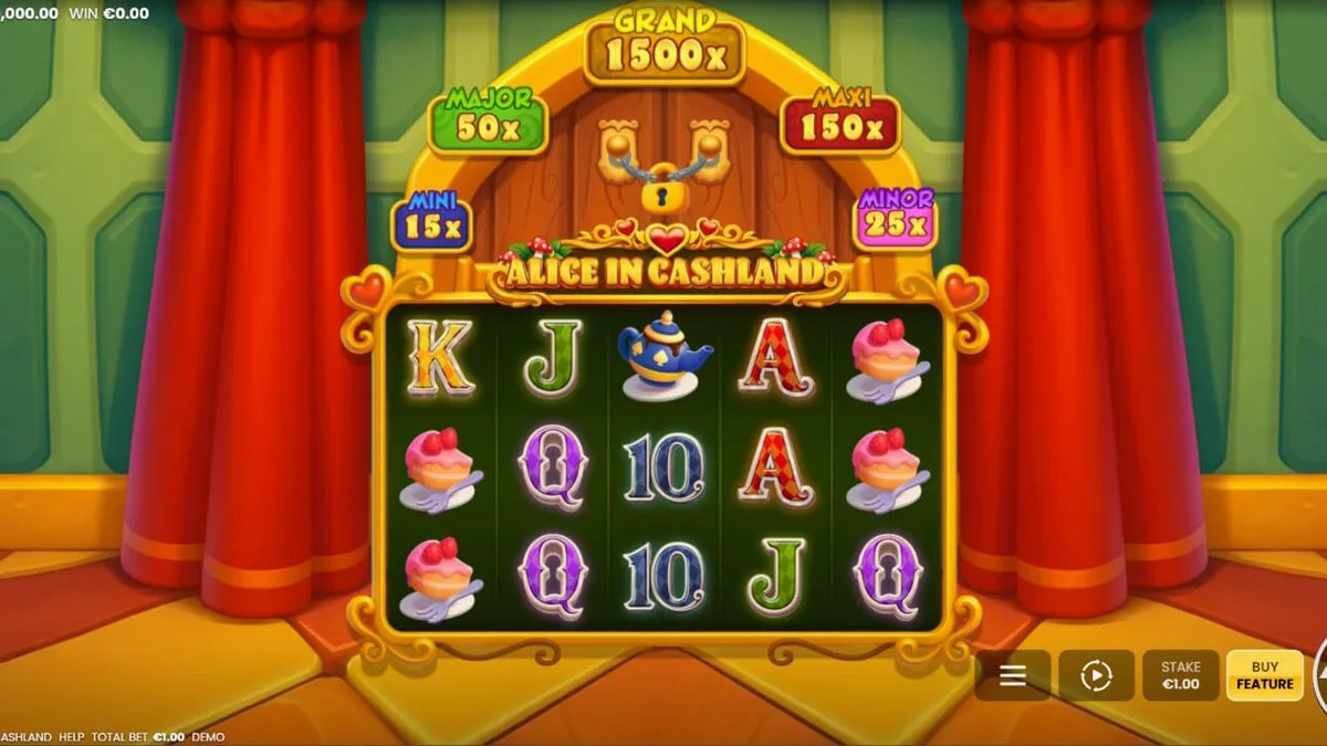 Interface do slot Alice in Cashland em um dispositivo móvel