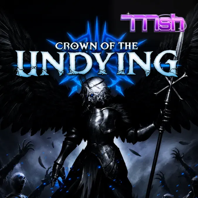 Interface sombria e gótica do slot Crown Of The Undying com símbolos de runas